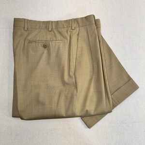 Zanella Austin Dress Pants Mens 35 Khaki Tan Wool Blend Italian Luxury Classic
